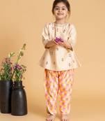 Pink printed chanderi kurta set