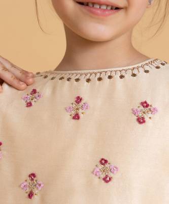 Pink printed chanderi kurta set 2