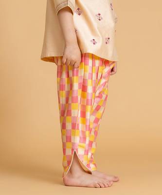 Pink printed chanderi kurta set 4