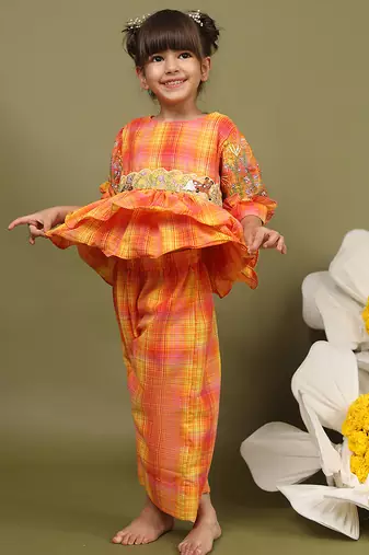 Multicolor plain cotton co ord set