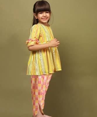 Yellow plain georgette co ord set 2