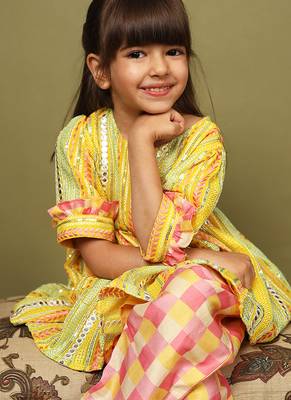 Yellow plain georgette co ord set 3