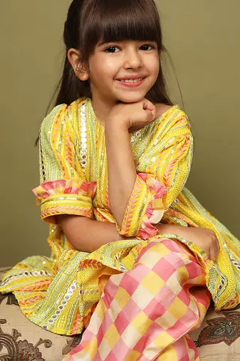 Yellow plain georgette co ord set