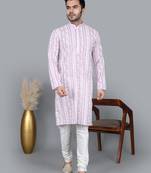 Men's light purple sequence tread work kurta with cream churidar (rg-50621-36)