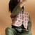 Green embroidered chanderi nehru jacket set