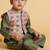 Green embroidered chanderi nehru jacket set