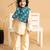 Beige plain chanderi nehru jacket set