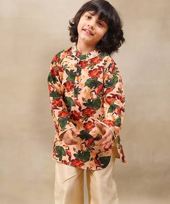 Multicolor printed chanderi kurta set 4