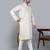 Men's cream cotton chikankari embroidered kurta with cream churidar (rg-50713-36)