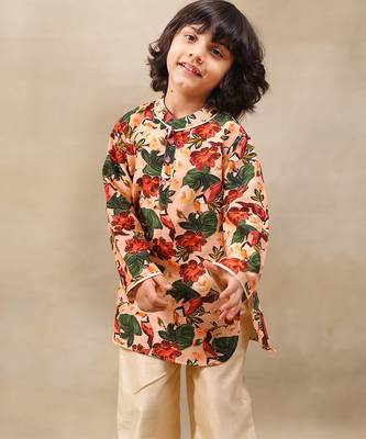 Multicolor printed chanderi kurta set 5