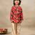 Red printed chanderi kurta set