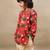 Red printed chanderi kurta set