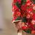 Red printed chanderi kurta set