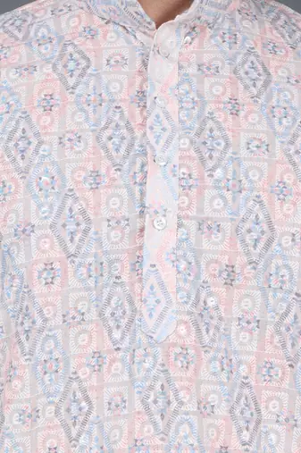 Men's multi color sequence tread work kurta with cream churidar (rg-50623-36)