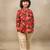 Red printed chanderi kurta set