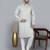 Men's pista green cotton chikankari embroidered kurta with cream churidar (rg-50711-36)