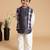 Purple plain chanderi nehru jacket set
