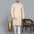 Men's gold cotton chikankari embroidered kurta with cream churidar  (rg-50712-36)