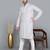 Men's gray cotton chikankari embroidered kurta with cream churidar (rg-50715-36)