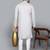 Men's gray cotton chikankari embroidered kurta with cream churidar (rg-50715-36)