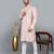 Men's light pink cotton chikankari embroidered kurta with cream churidar (rg-50716-36)