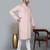 Men's light pink cotton chikankari embroidered kurta with cream churidar (rg-50716-36)