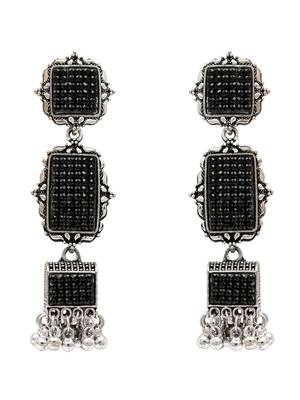Ethnic silver oxidized indian wedding bollywood boho earrings for women  2