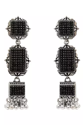 Ethnic silver oxidized indian wedding bollywood boho earrings for women 