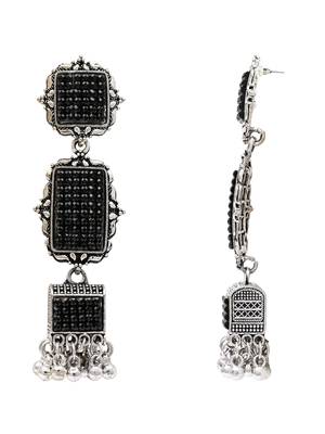Ethnic silver oxidized indian wedding bollywood boho earrings for women  3