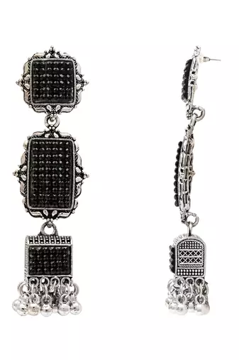 Ethnic silver oxidized indian wedding bollywood boho earrings for women 