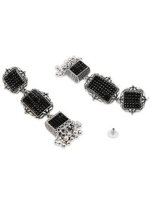 Ethnic silver oxidized indian wedding bollywood boho earrings for women  4