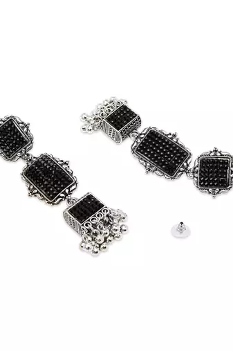 Ethnic silver oxidized indian wedding bollywood boho earrings for women 
