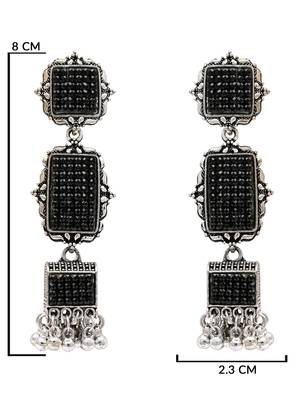 Ethnic silver oxidized indian wedding bollywood boho earrings for women  5