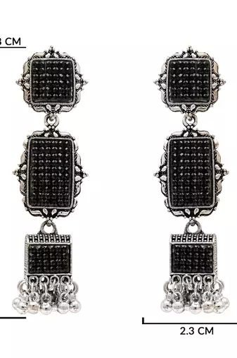 Ethnic silver oxidized indian wedding bollywood boho earrings for women 