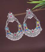 Indian wedding bollywood silver oxidized afghani style dangle earrings for women (e3323oxmul)