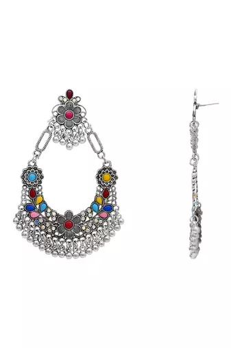 Indian wedding bollywood silver oxidized afghani style dangle earrings for women (e3323oxmul)