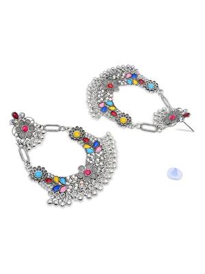 Indian wedding bollywood silver oxidized afghani style dangle earrings for women (e3323oxmul) 4