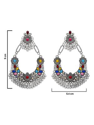 Indian wedding bollywood silver oxidized afghani style dangle earrings for women (e3323oxmul) 5