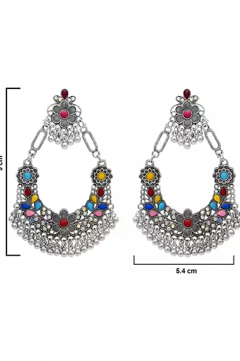 Indian wedding bollywood silver oxidized afghani style dangle earrings for women (e3323oxmul)
