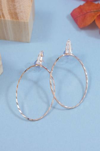 Rose  indian wedding bollywood oval shaped lightweighted cz earring for women (e3324rg)