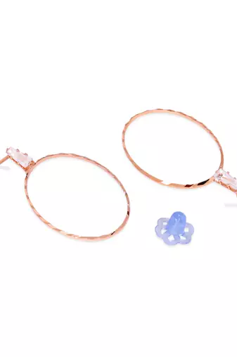 Rose  indian wedding bollywood oval shaped lightweighted cz earring for women 
