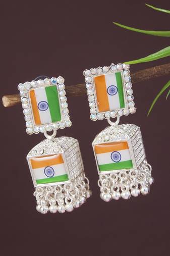 National flag ethnic jhumka earrings for women (e3326s)