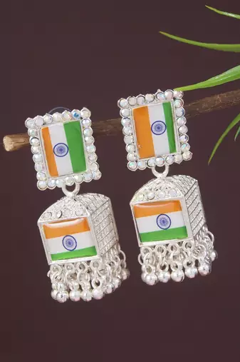 National flag ethnic jhumka earrings for women (e3326s)