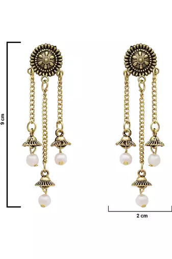 Indian wedding bollywood lightweight multi layered dangle jhumka earrings for women 