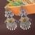 Ethnic silver oxidized indian wedding bollywood peacock statement jhumka earrings for women (e3330oxmg)