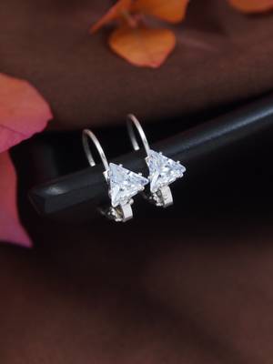 Stylish trillion-cut lever back drop small fancy earrings for women  1