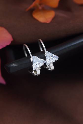 Stylish trillion-cut lever back drop small fancy earrings for women (e3334w)