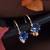 Rose  stylish square-cut lever back drop small fancy earrings for women (blue)