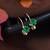 Rose  stylish square-cut lever back drop small fancy earrings for women (green)