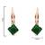 Rose  stylish square-cut lever back drop small fancy earrings for women (green)